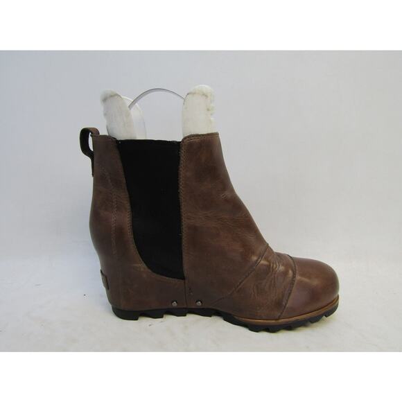 Sorel Womens Size 9 Brown Leather Ankle Wedge Fashion Boots Bootie - Picture 4 of 11